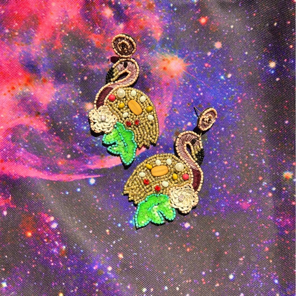 Flamingo beaded earrings - Picture 1 of 1